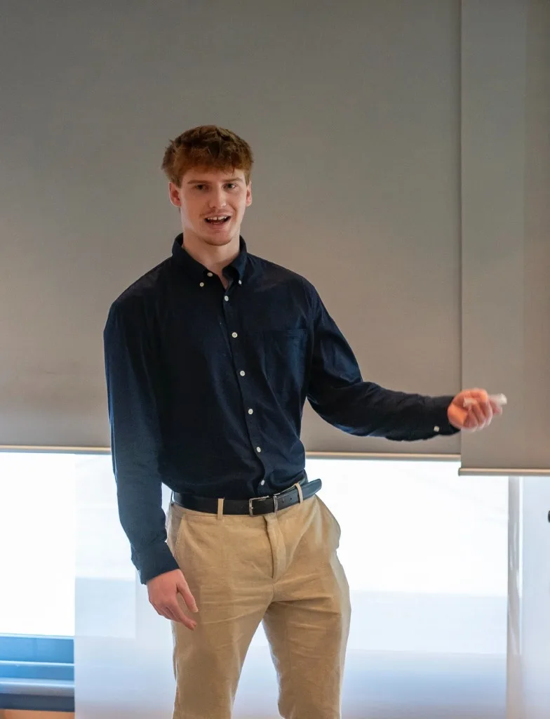 Rowan Frew giving a presentation